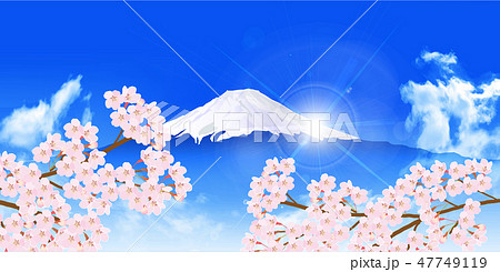 富士山 桜 春 背景 のイラスト素材