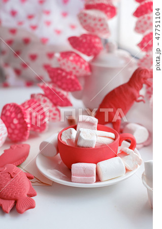 Modern surreal tea party with living coral toy Modern surreal tea party with living coral toy 47751104