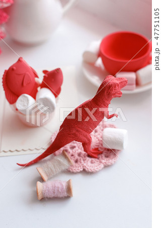 Modern surreal tea party with living coral toy 47751105