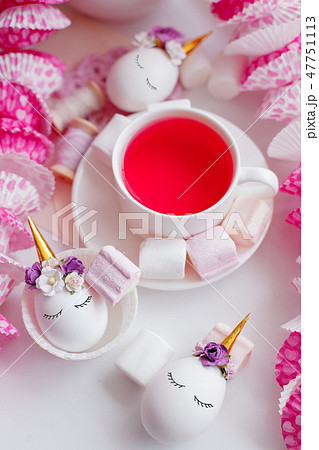 scented hibiscus tea cup and unicorn eggs  47751113