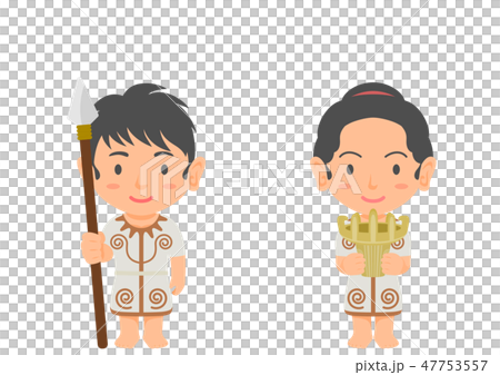 縄文時代の男の子と女の子のイラスト素材 縄文時代の男の子と女の子のイラスト素材