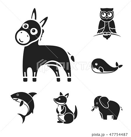 An unrealistic animal black icons in set collection for design. Toy animals vector symbol stock web 47754487