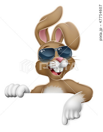 Easter Bunny Cool Rabbit Pointing Cartoonのイラスト素材