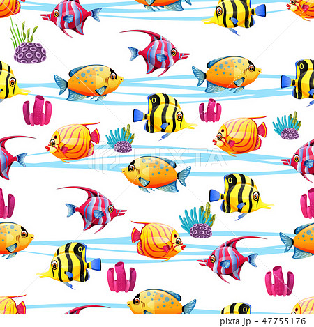 Seamless pattern with a various fish 47755176