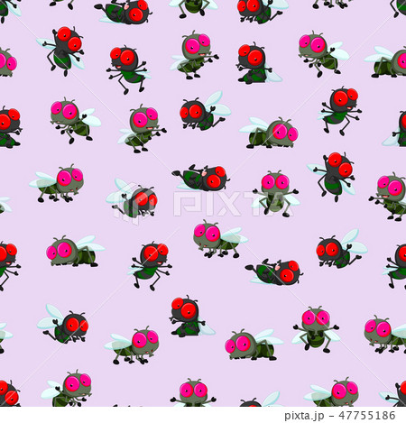 Seamless pattern with cute little flies cartoon 47755186