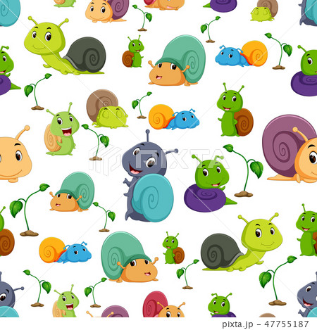 Seamless pattern with snail cartoon 47755187