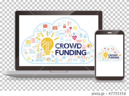 Responsive flat design of cloud funding computer · smartphone - white background material 47755358