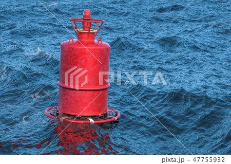 Marine buoy in the open sea, 3D rendering 47755932