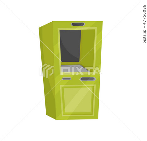 Green cash dispenser. Automated teller machine ATM for money withdrawal and financial transactions Green cash dispenser. Automated teller machine ATM for money withdrawal and financial transactions 47756086