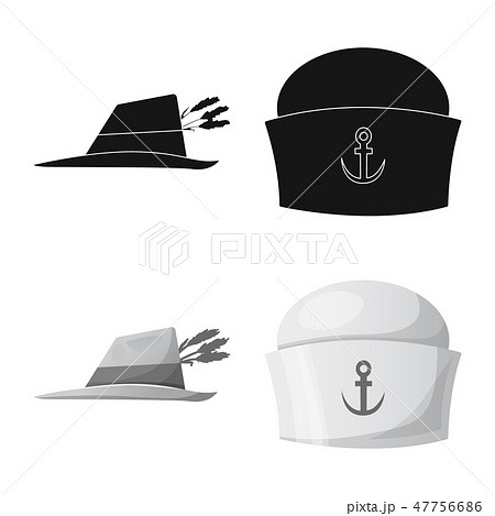 Vector design of headwear and cap symbol. Collection of headwear and accessory vector icon for stock 47756686