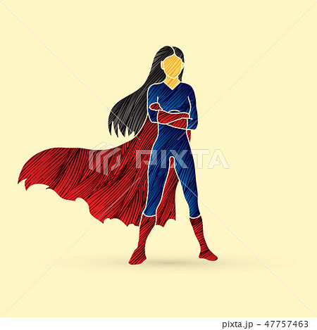 Super Hero Woman Standing Arms Across The Chest のイラスト素材