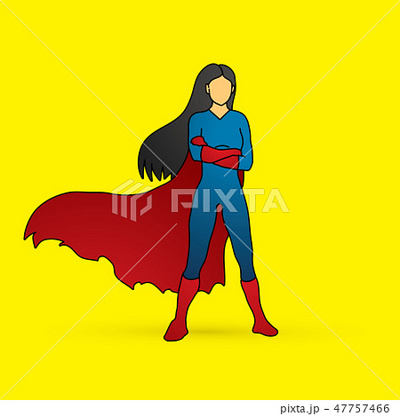 Super Hero Woman Standing Arms Across The Chest のイラスト素材