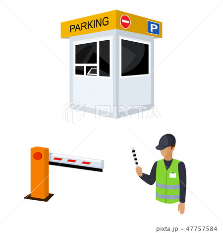 Parking for cars cartoon icons in set collection for design. Equipment and service vector symbol 47757584