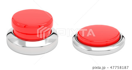 Red push buttons. Alert elements. Normal and pressed position. 3d render illustration Red push buttons. Alert elements. Normal and pressed position. 3d render illustration 47758187