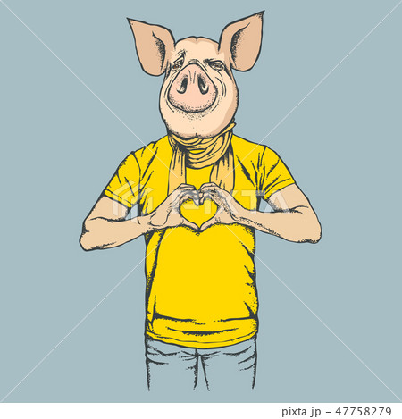 Pig Christmas and New Year vector concept 47758279