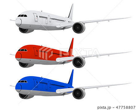 飛行機 旅客機 ジェット機 航空機 カラーバリエーションのイラスト素材