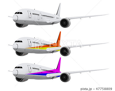 飛行機 旅客機 ジェット機 航空機 カラーバリエーションのイラスト素材