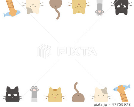 かわいい猫のフレームイラストのイラスト素材 47759978 Pixta