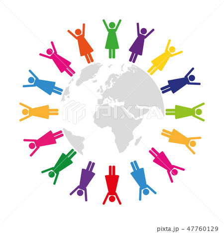 women in different colors around the world pictogram 47760129