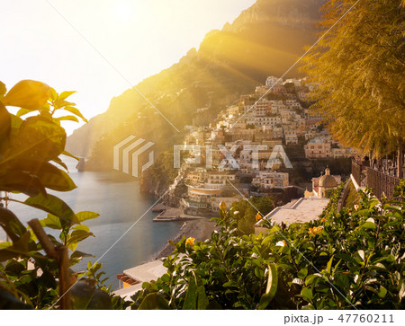 View of Positano village along Amalfi Coast in Italy View of Positano village along Amalfi Coast in Italy 47760211