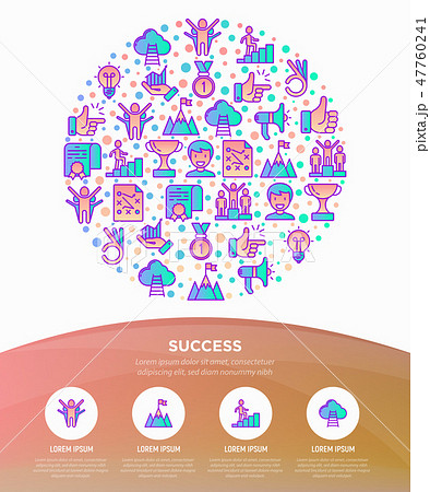 Success concept in circle thin line icons 47760241