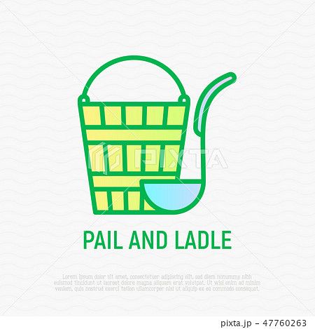Pail and ladle thin line icon. 47760263