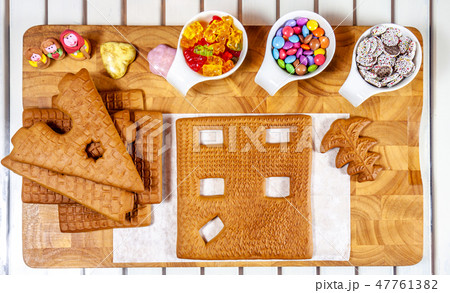 Ingredients for building a ginger bread house Ingredients for building a ginger bread house 47761382