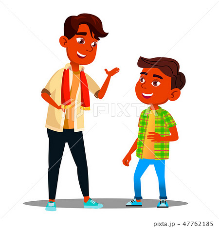 Two Indian Boys Talking To Each Other Vector. Isolated Illustration Two Indian Boys Talking To Each Other Vector. Isolated Illustration 47762185