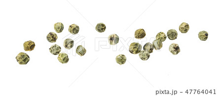 Green peppercorns isolated on white background, macro Green peppercorns isolated on white background, macro 47764041