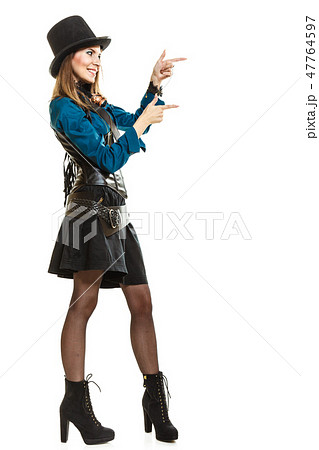 Cool girl in steampunk style. 47764597