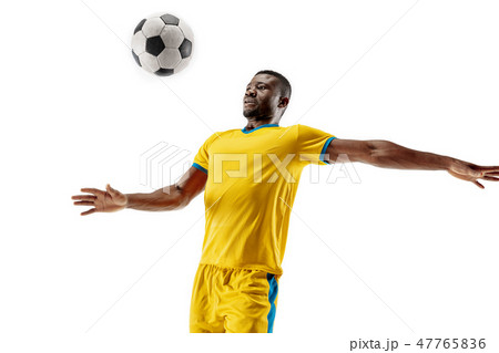 Professional african football soccer player isolated on white background 47765836