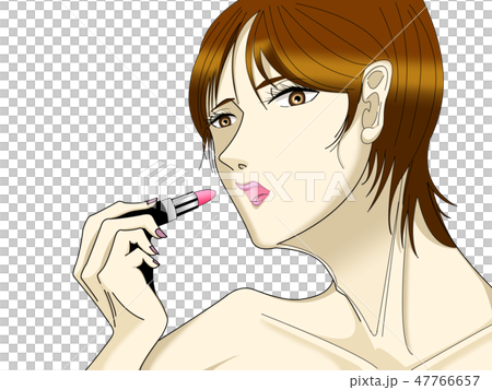 A woman trying to apply lipstick A woman trying to apply lipstick 47766657