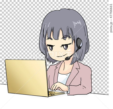 A Woman In A Jacket Talking With A Computer Stock Illustration 47766681 Pixta