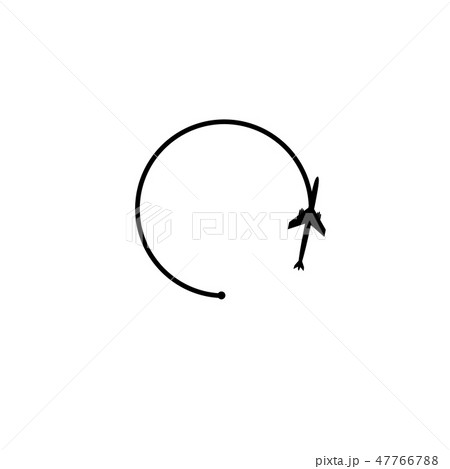 Airplane travel concept. The plane from the starting point and the unbroken line of the route flies Airplane travel concept. The plane from the starting point and the unbroken line of the route flies 47766788