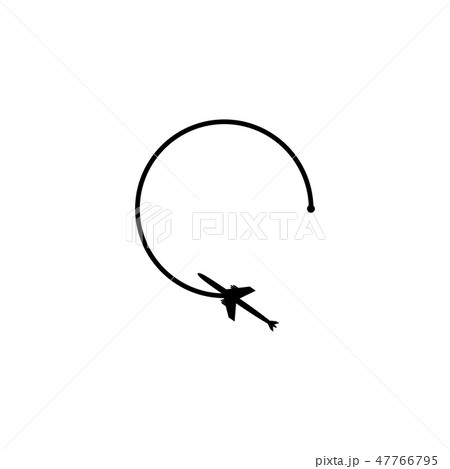 Airplane travel concept. The plane from the starting point and the unbroken line of the route flies 47766795