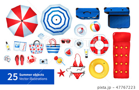 Vector summertime illustration set of beach items  47767223