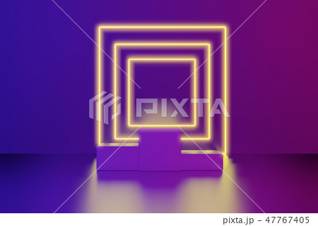 Futuristic Abstract Neon Light With Empty Space pedestal. 3D Rendering 47767405
