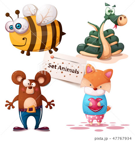Bee, snake, bear, fox - set animals 47767934