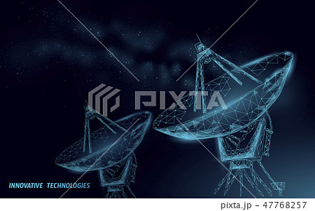 Polygonal radar antenna space defence abstract technology concept. Scanning detect military danger 47768257