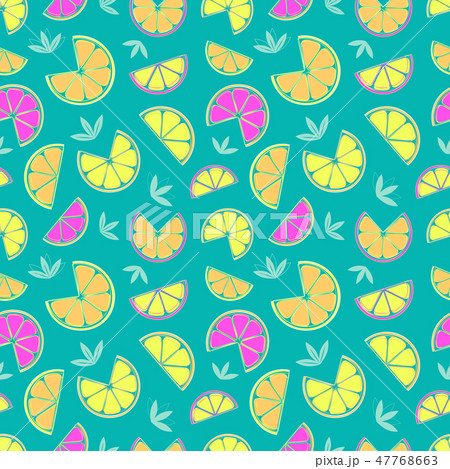 Hand drawn sliced citrus seamless pattern 47768663