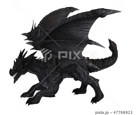 Large Black Dragon Side Viewのイラスト素材