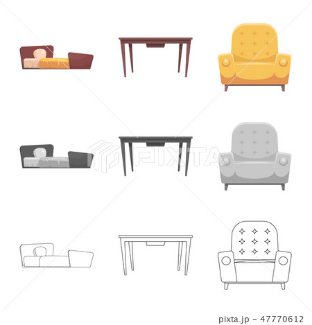 Isolated object of furniture and apartment icon. Collection of furniture and home stock vector 47770612