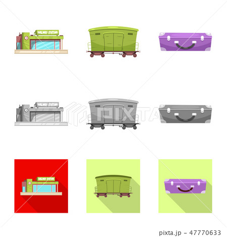 Vector design of train and station icon. Set of train and ticket stock symbol for web. Vector design of train and station icon. Set of train and ticket stock symbol for web. 47770633