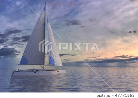 Sailing on sea and sunset 3d illustration 47771965