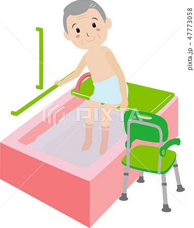 入浴動作 福祉用具 介護 入浴 Adl 高齢者 のイラスト素材