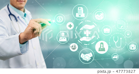 Doctor with health insurance healthcare graphic. Doctor with health insurance healthcare graphic. 47773827