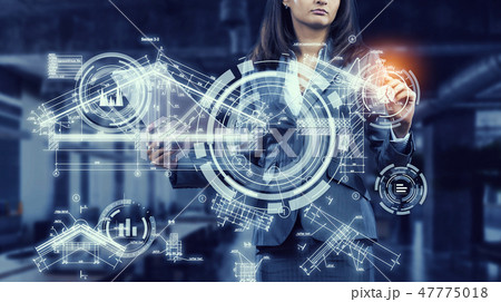 Woman using modern technologies for business 47775018