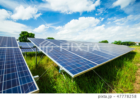 Solar panel on blue sky background 47778258