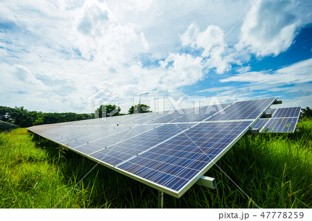 Solar panel on blue sky background Solar panel on blue sky background 47778259