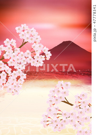 富士山 桜 春 背景 のイラスト素材